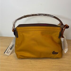 Dooney & Bourke Nylon Mustard Yellow Pouchette Shoulder Bag NWT